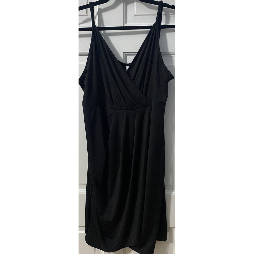 NWT Poseshe Slip Dress Spaghetti Camisole Sexy‎ Black Wrap Dress Short Satin 3XL